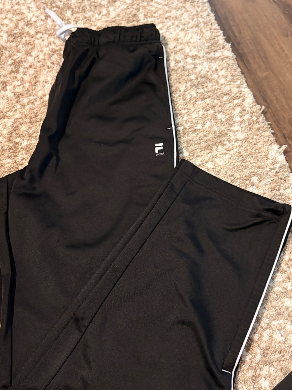 Fila Black Joggers with White Side Piping